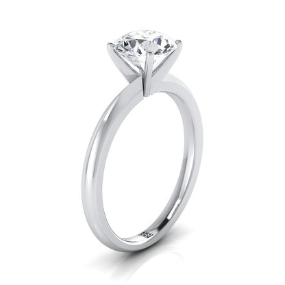 18K White Gold Round Brilliant  Petite Knife Edge Solitaire Engagement Ring