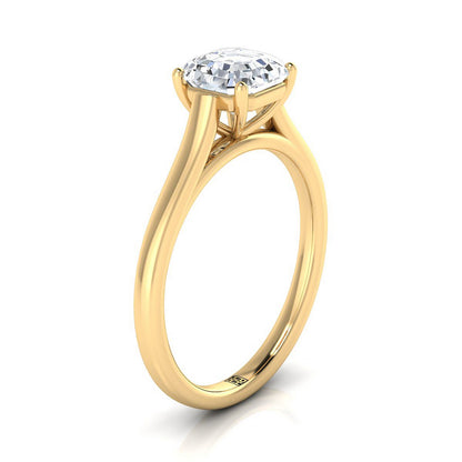 14K Yellow Gold Asscher Cut  Elegant Cathedral Solitaire Engagement Ring