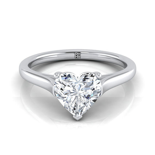 Platinum Heart Shape Center  Elegant Cathedral Solitaire Engagement Ring