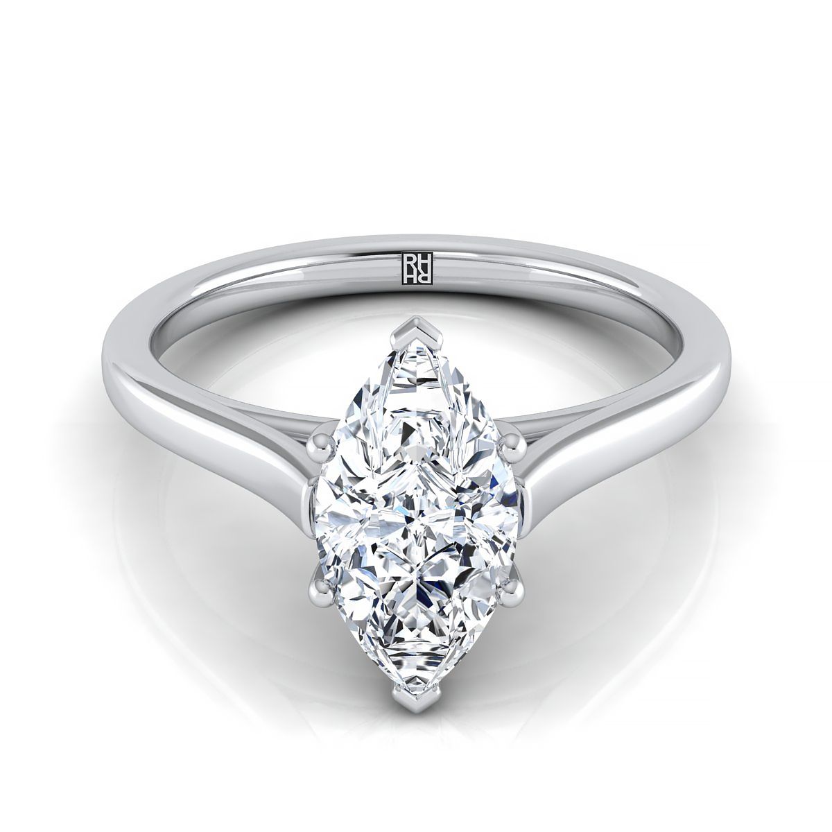 Platinum Marquise   Elegant Cathedral Solitaire Engagement Ring