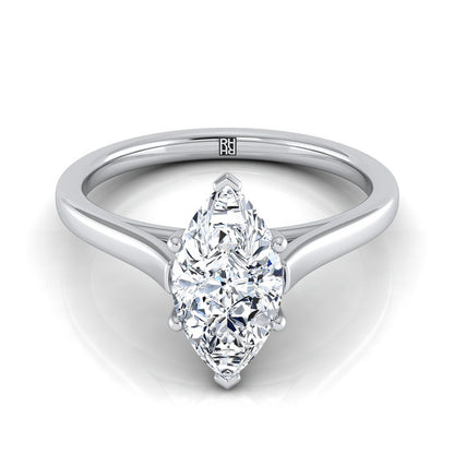14K White Gold Marquise   Elegant Cathedral Solitaire Engagement Ring