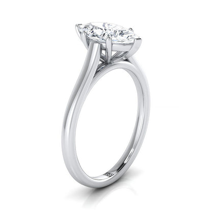 18K White Gold Marquise   Elegant Cathedral Solitaire Engagement Ring