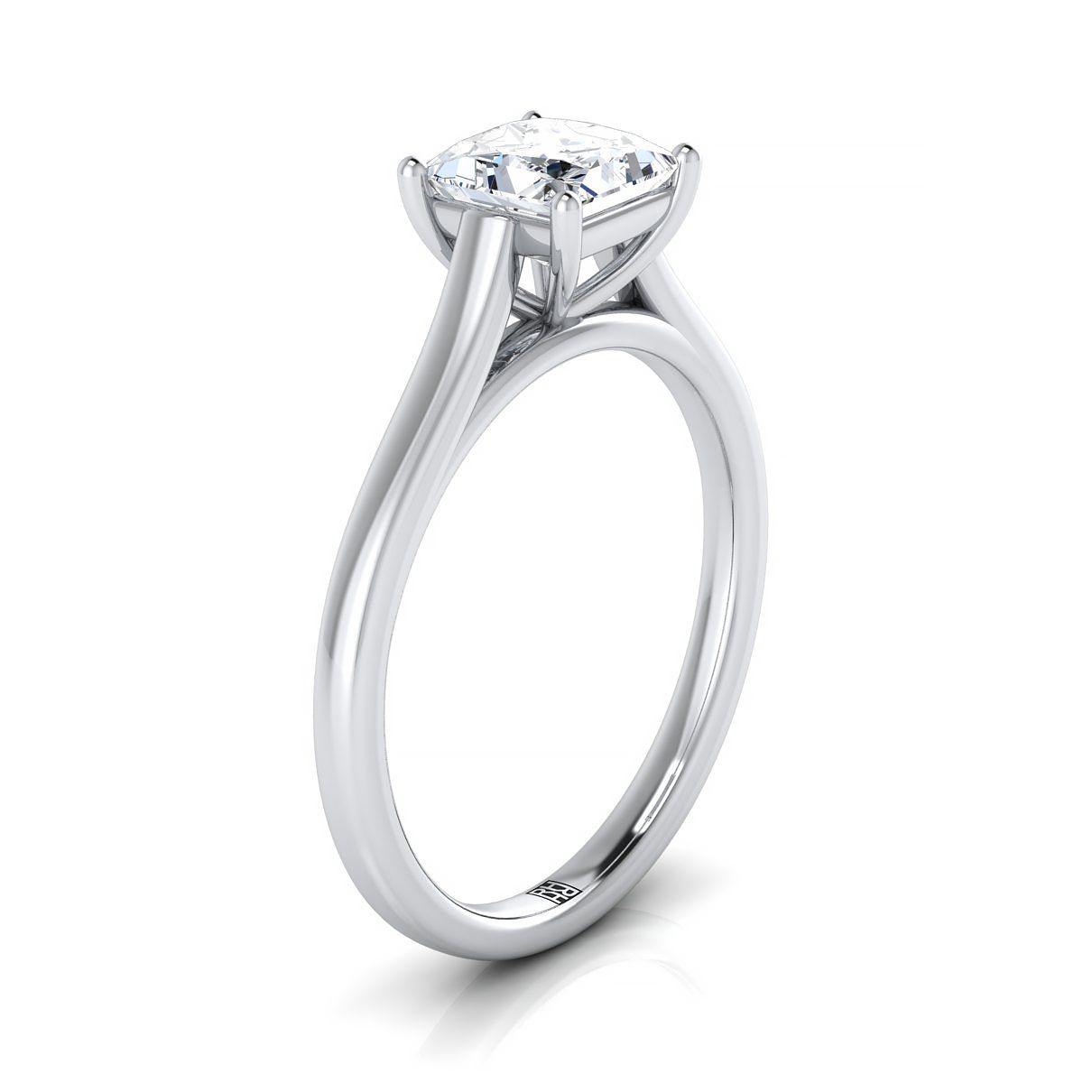 14K White Gold Princess Cut  Elegant Cathedral Solitaire Engagement Ring