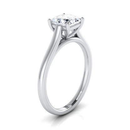 18K White Gold Princess Cut  Elegant Cathedral Solitaire Engagement Ring