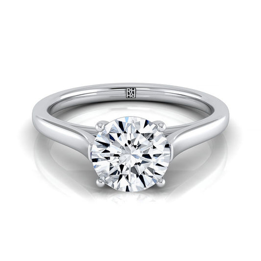 Platinum Round Brilliant  Elegant Cathedral Solitaire Engagement Ring