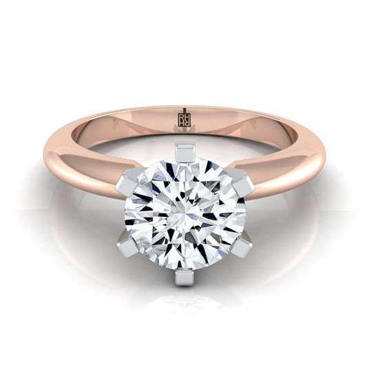14K Rose Gold Round Brilliant  Simple Low Base Solitaire Engagement Ring
