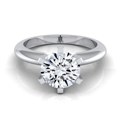 14K White Gold Round Brilliant  Simple Low Base Solitaire Engagement Ring