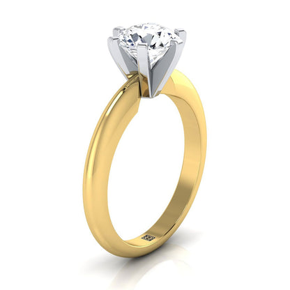 18K Yellow Gold Round Brilliant  Simple Low Base Solitaire Engagement Ring