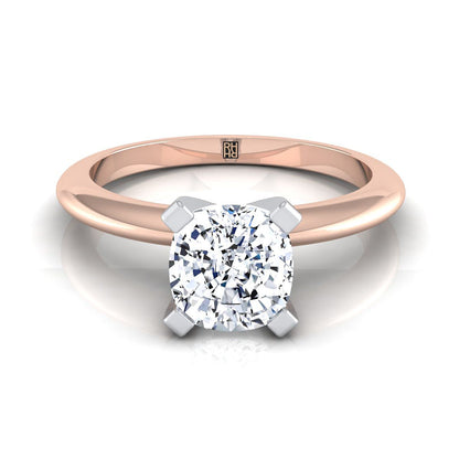 14K Rose Gold Cushion  Classic Low Base Solitaire Engagement Ring