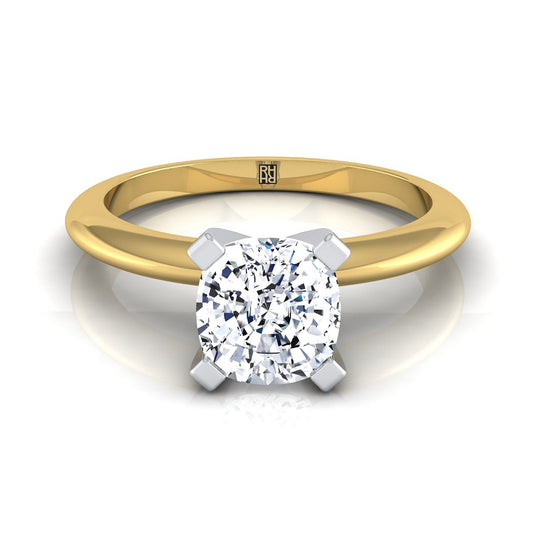 18K Yellow Gold Cushion  Classic Low Base Solitaire Engagement Ring