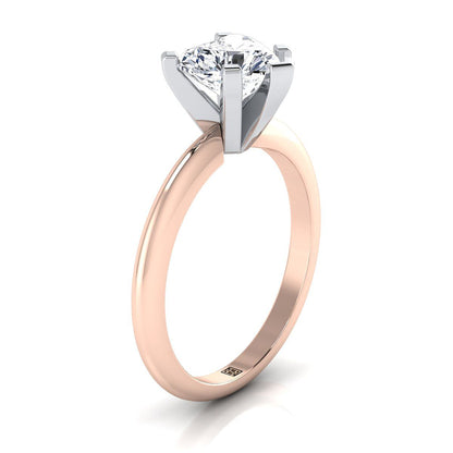 14K Rose Gold Heart Shape Center  Classic Low Base Solitaire Engagement Ring