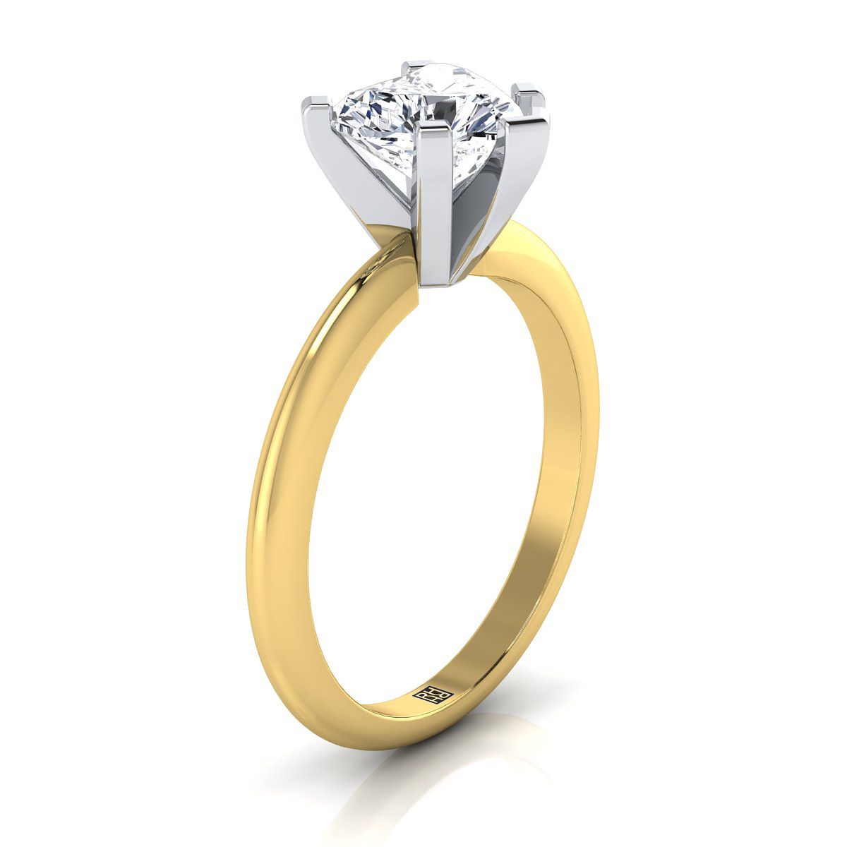 14K Yellow Gold Heart Shape Center  Classic Low Base Solitaire Engagement Ring