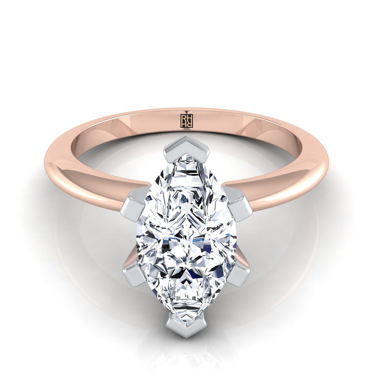 14K Rose Gold Marquise   Classic Low Base Solitaire Engagement Ring