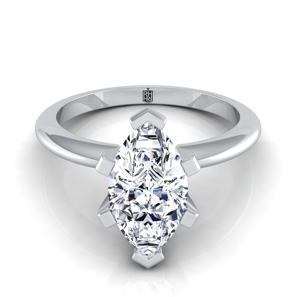14K White Gold Marquise   Classic Low Base Solitaire Engagement Ring