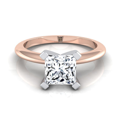 14K Rose Gold Princess Cut  Classic Low Base Solitaire Engagement Ring