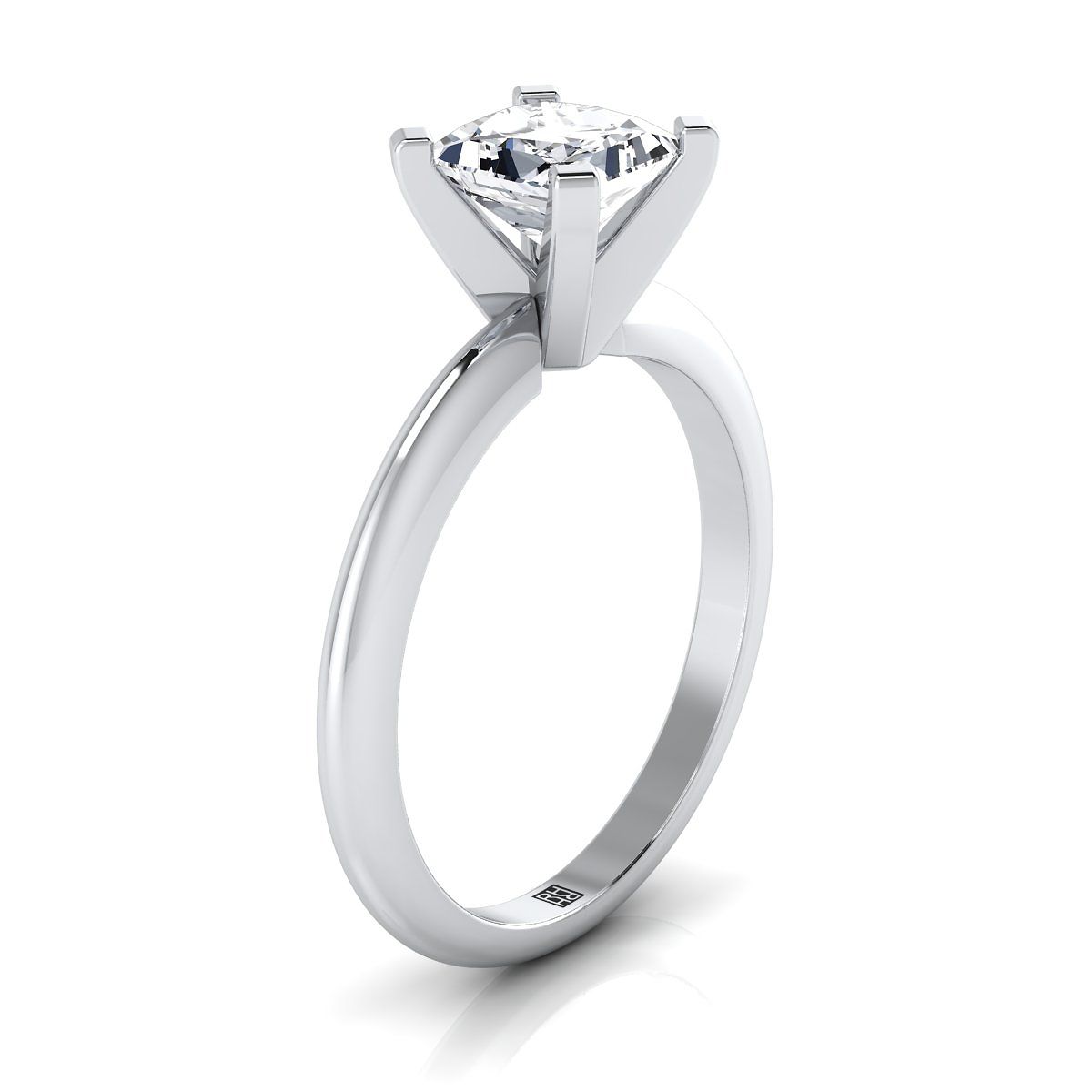 14K White Gold Princess Cut  Classic Low Base Solitaire Engagement Ring