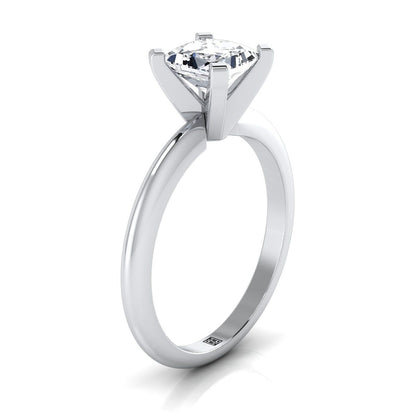 18K White Gold Princess Cut  Classic Low Base Solitaire Engagement Ring