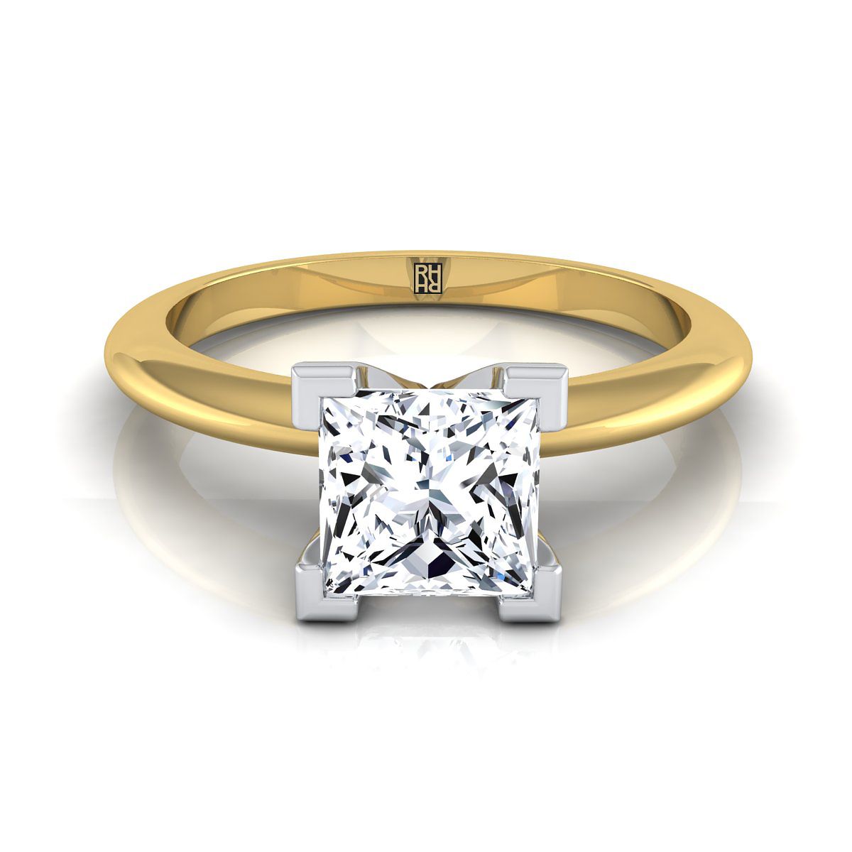 14K Yellow Gold Princess Cut  Classic Low Base Solitaire Engagement Ring