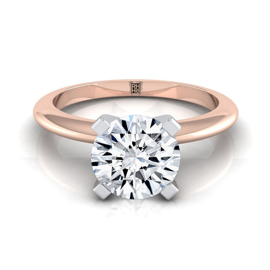 14K Rose Gold Round Brilliant  Classic Low Base Solitaire Engagement Ring