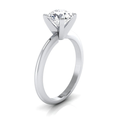 18K White Gold Round Brilliant  Classic Low Base Solitaire Engagement Ring