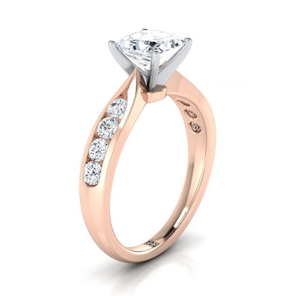 14K Rose Gold Princess Cut Pinched Channel Diamond Channel Engagement Ring -3/8ctw