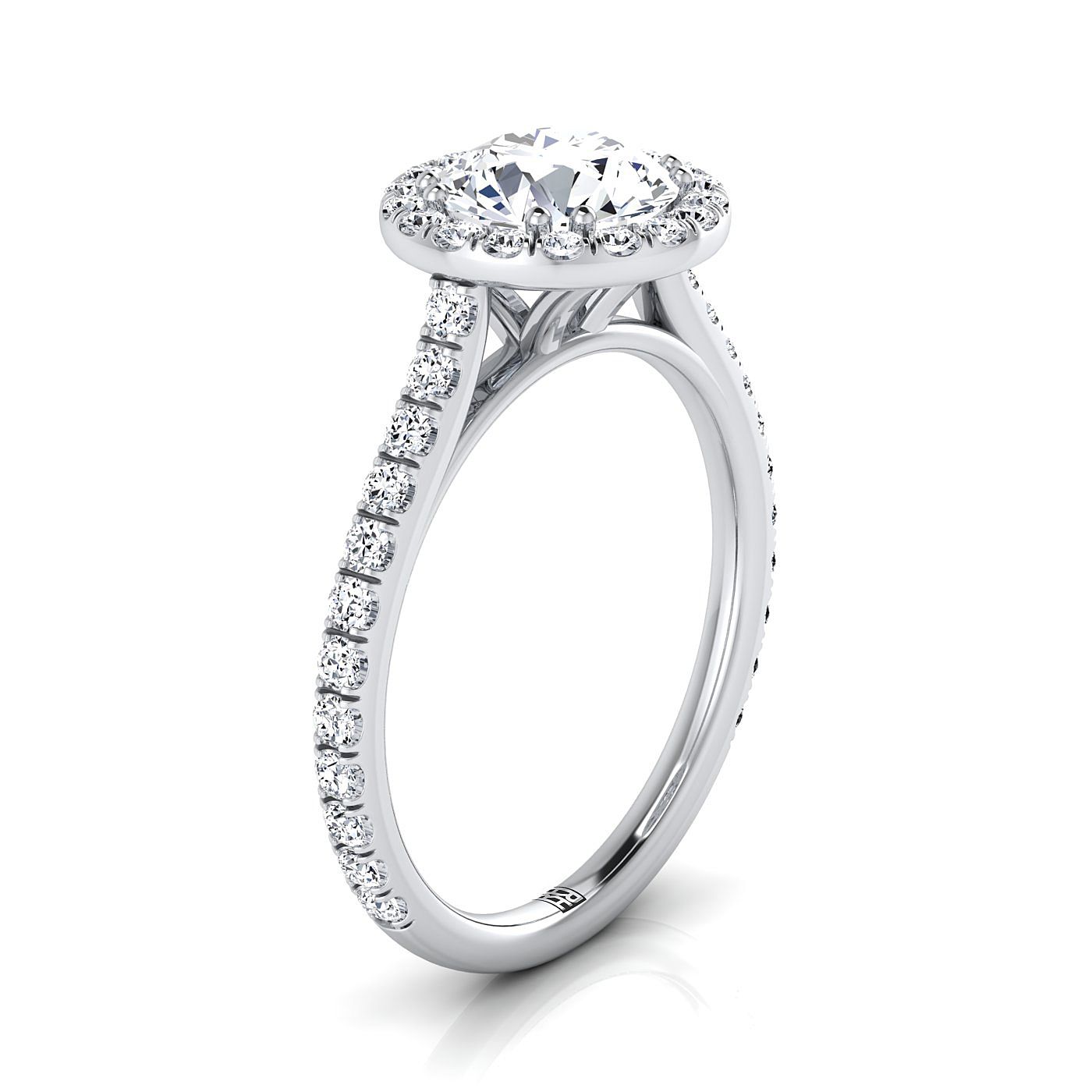 18K White Gold Round Brilliant Garnet Horizontal Fancy East West Diamond Halo Engagement Ring -1/2ctw