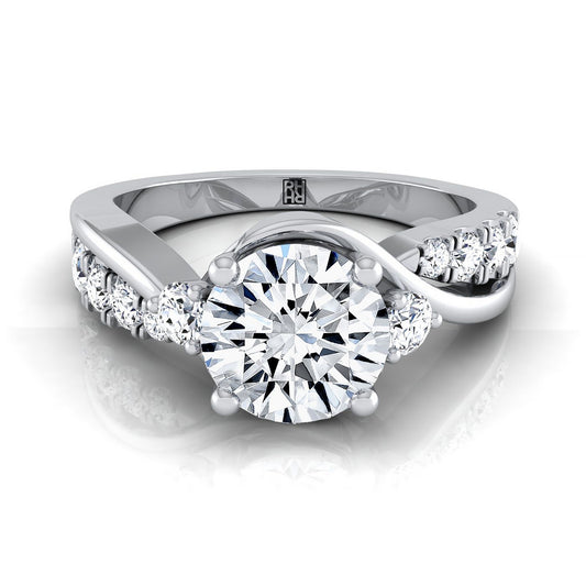 Platinum Round Brilliant Diamond Inspired Twist on a Classic Three Stone Engagement Ring -3/8ctw