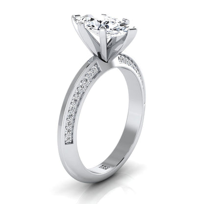 Platinum Marquise  Diamond Knife Edge Micropave Engagement Ring -1/5ctw