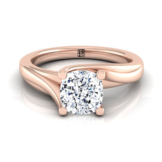 14K Rose Gold Cushion  Twisted Bypass Solitaire Engagement Ring