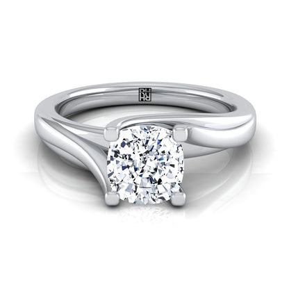 Platinum Cushion  Twisted Bypass Solitaire Engagement Ring