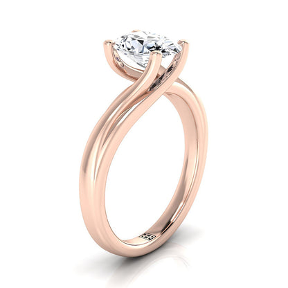 14K Rose Gold Oval  Twisted Bypass Solitaire Engagement Ring