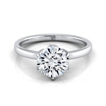 Platinum Round Brilliant Diamond Secret Stone Claw Prong Solitaire Engagement Ring