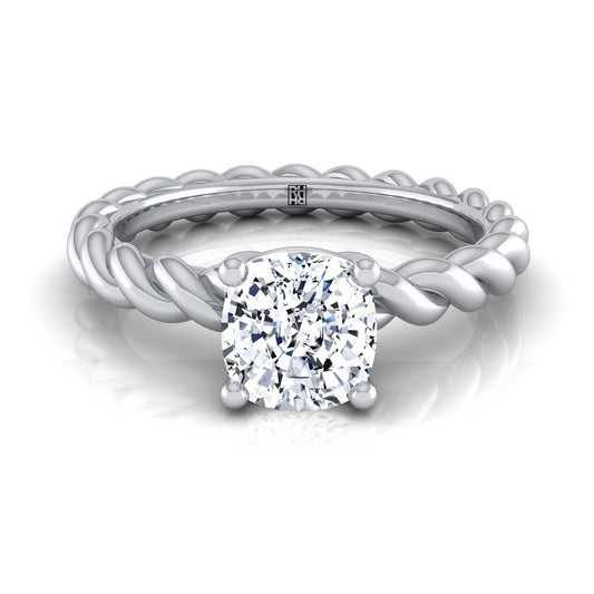 Platinum Cushion  Twisted Rope Braid Solitaire Band