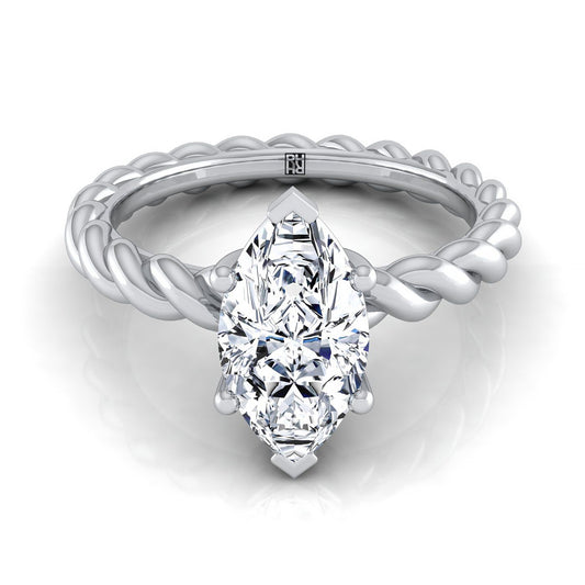 Platinum Marquise   Twisted Rope Braid Solitaire Band