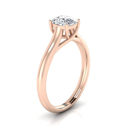 14K Rose Gold Cushion Rounded Classic Comfort Fit Solitaire Ring
