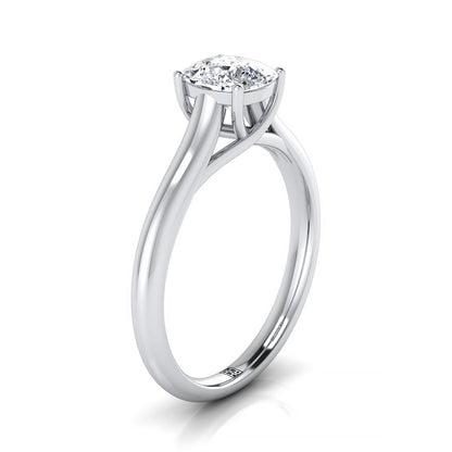 18K White Gold Cushion Rounded Classic Comfort Fit Solitaire Ring
