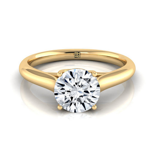 18K Yellow Gold Round Brilliant Rounded Classic Comfort Fit Solitaire Ring