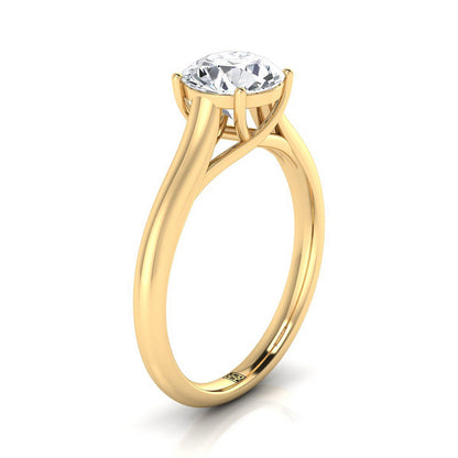 14K Yellow Gold Round Brilliant Rounded Classic Comfort Fit Solitaire Ring