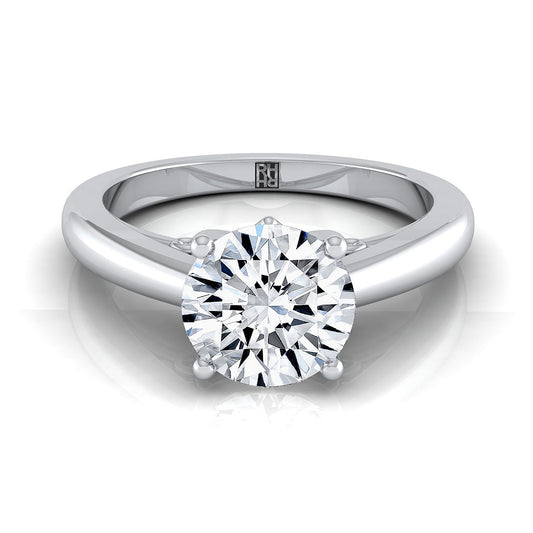 Platinum Round Brilliant Scroll Gallery Comfort Fit Solitaire Engagement Ring