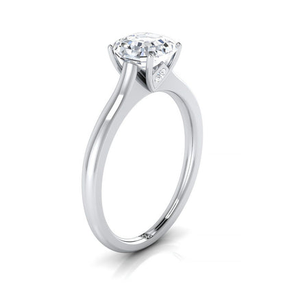 18K White Gold Asscher Cut Cathedral Solitaire Surprise Secret Stone Engagement Ring