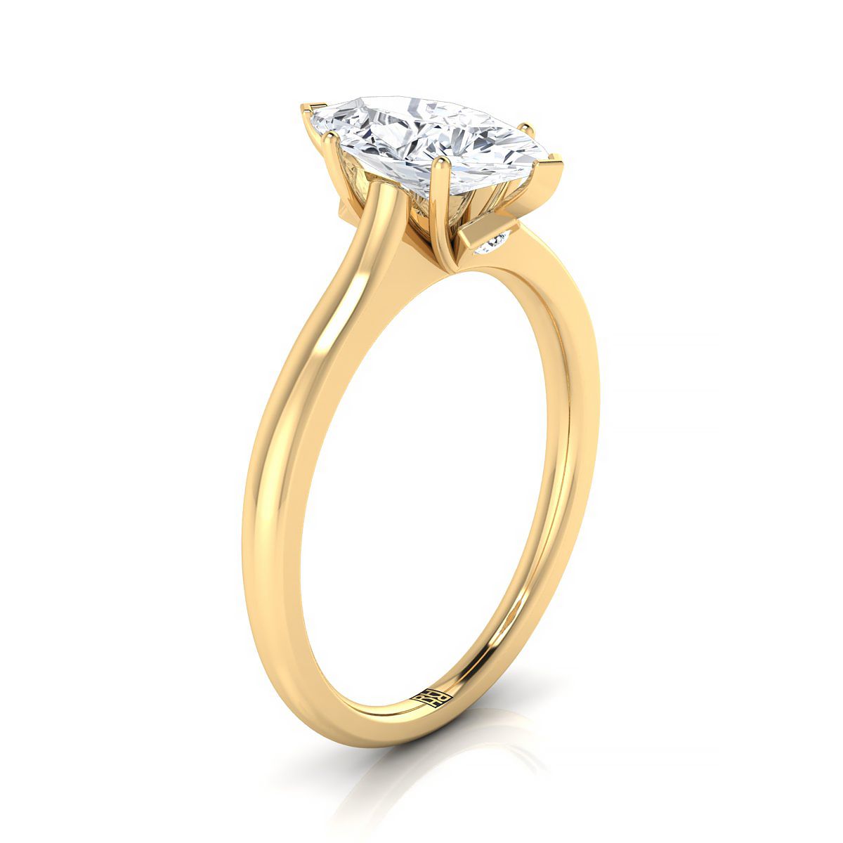 14K Yellow Gold Marquise  Cathedral Solitaire Surprise Secret Stone Engagement Ring