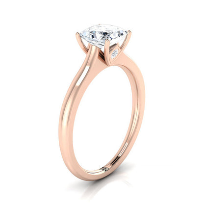 14K Rose Gold Princess Cut Cathedral Solitaire Surprise Secret Stone Engagement Ring