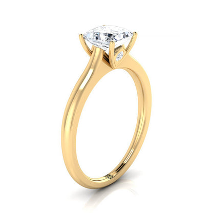 18K Yellow Gold Princess Cut Cathedral Solitaire Surprise Secret Stone Engagement Ring