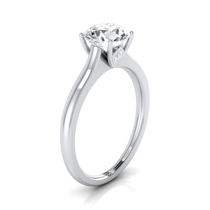 14K White Gold Round Brilliant Cathedral Solitaire Surprise Secret Stone Engagement Ring