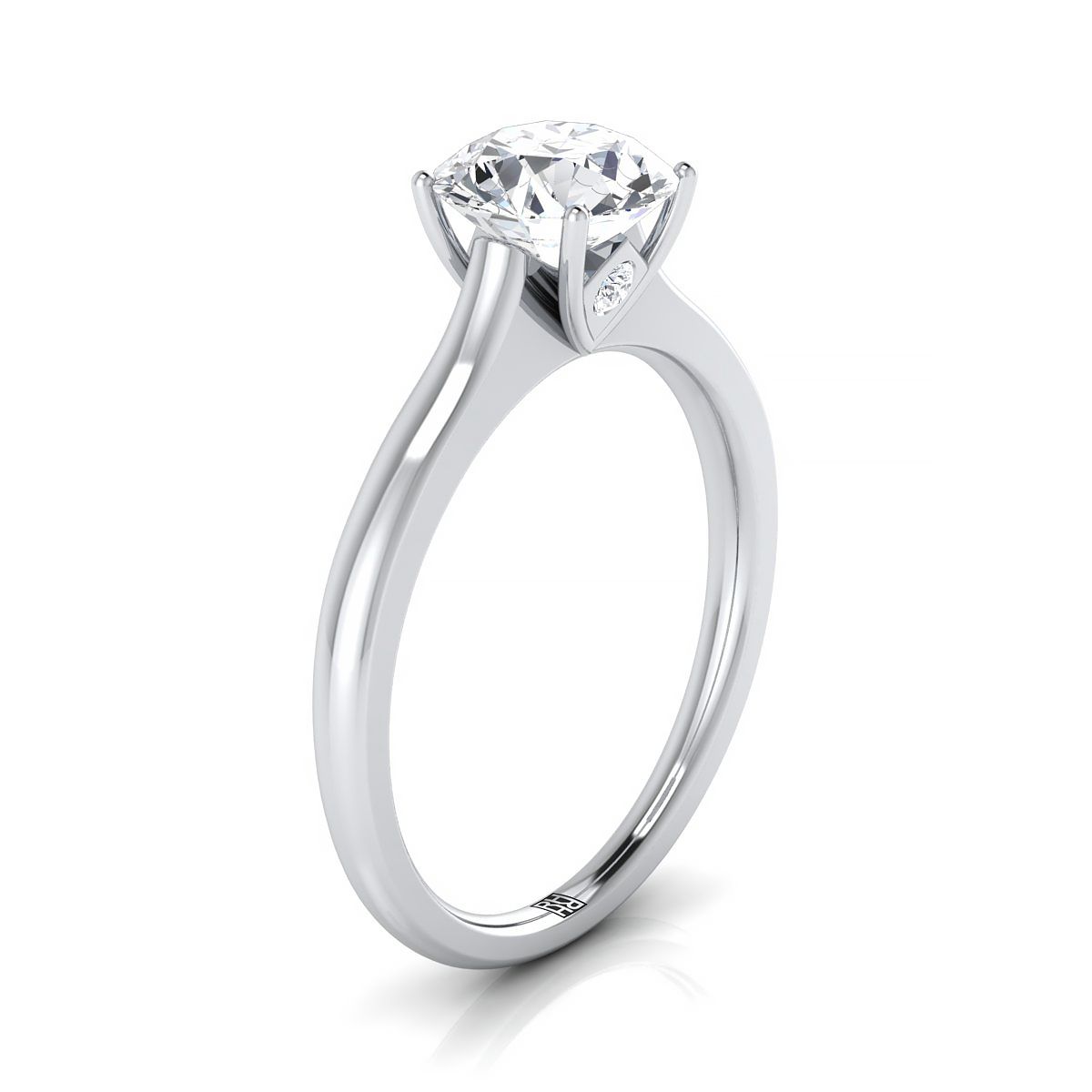Platinum Round Brilliant Cathedral Solitaire Surprise Secret Stone Engagement Ring
