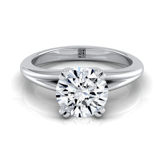 18K White Gold Round Brilliant East West Eight Claw Comfort Fit Solitaire Engagement Ring