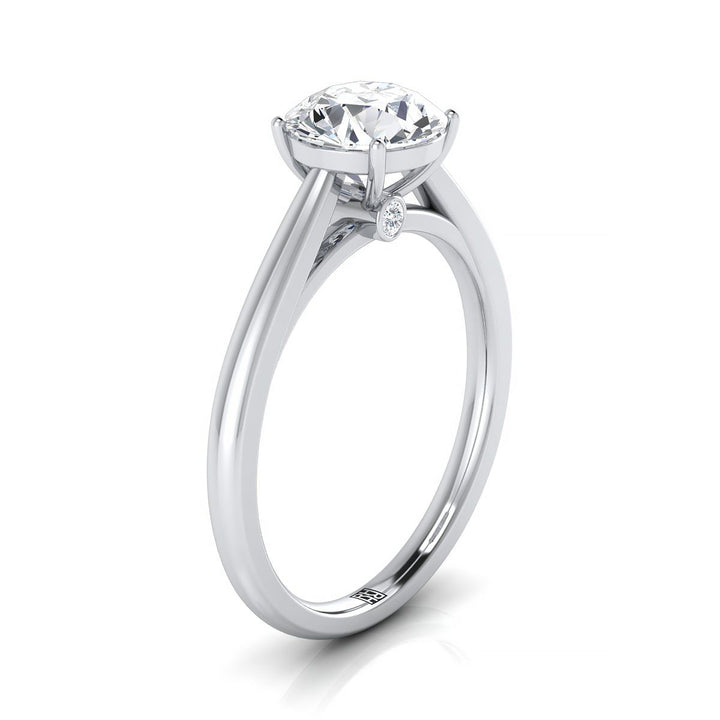 Platinum Round Brilliant Rounded Comfort Fit Secret Stone Solitaire Engagement Ring