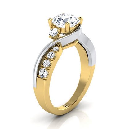 18K Yellow Gold Round Brilliant Diamond Inspired Twist on a Classic Three Stone Engagement Ring -3/8ctw