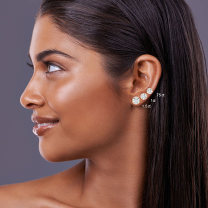 14k Rose Gold Bezel Set Round Brilliant Diamond Stud Earrings (0.75 Ct. T.w., Vs1-vs2 Clarity, F-g Color)