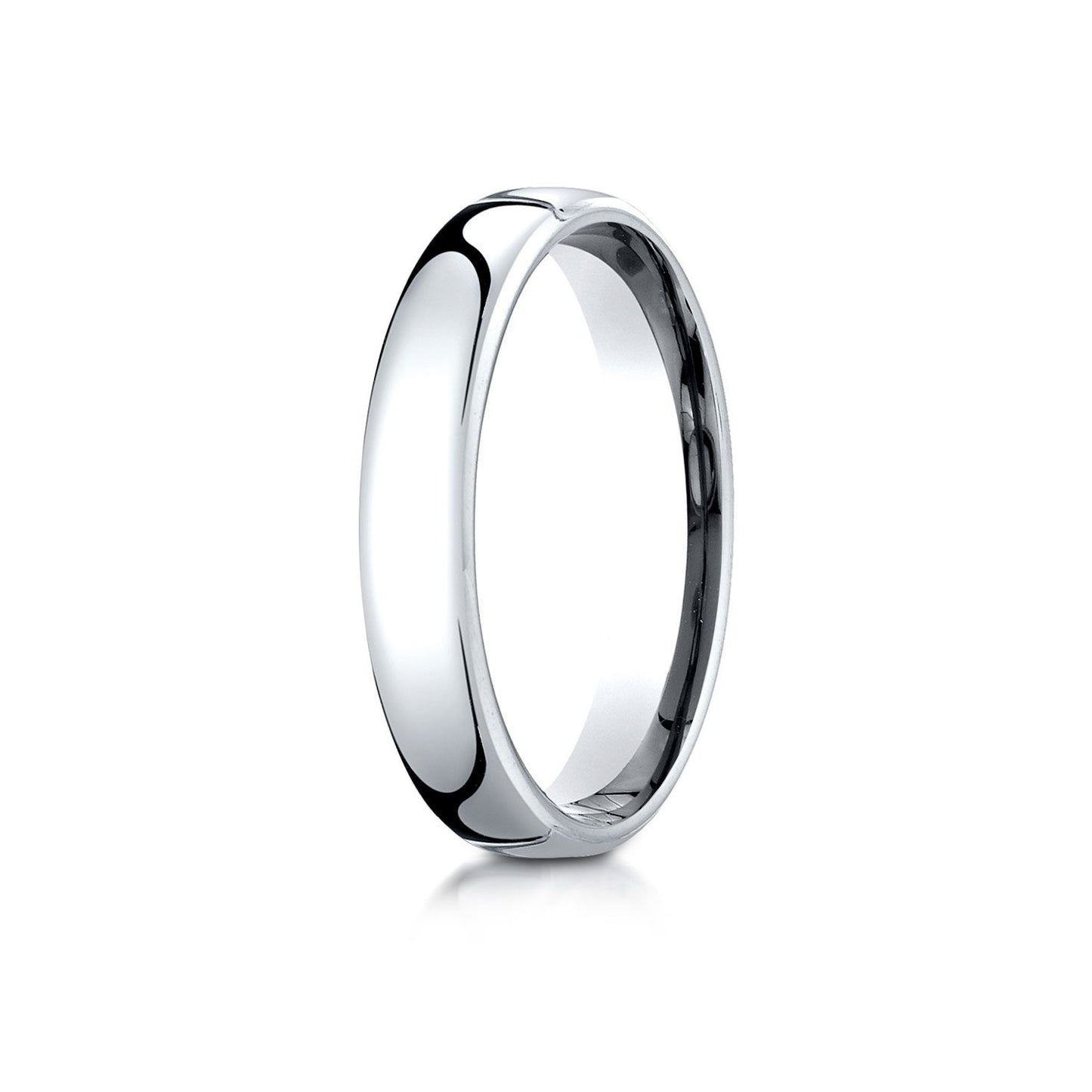 18k White Gold 4mm Flat Comfort-fit Ring With Milgrain